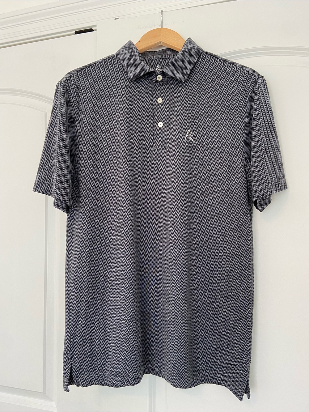 Rhoback Performance Polo Large Dark Gray Herringbone Short Sleeve Men’s